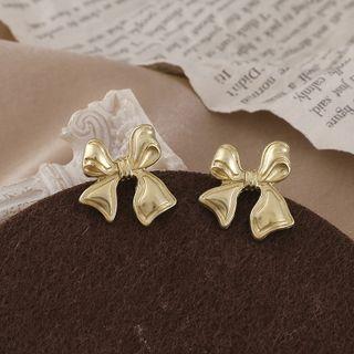 Alloy Bow Earring 1 Pair - Stud Earrings - Gold - One Size