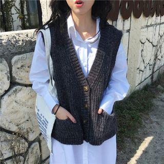 Plain Loose-fit Knit Vest