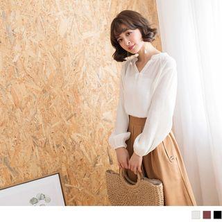 Stand Collar V-neck Top
