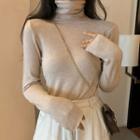 Knitted Plain Turtleneck Sweater