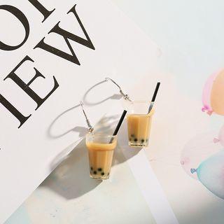 Resin Miniature Milk Tea Dangle Earring 1 Pair - Resin Miniature Milk Tea Dangle Earring - One Size