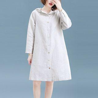 Long-sleeve Hooded Shirt Dress