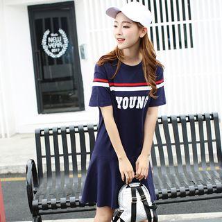 Ruffle Hem Lettering T-shirt Dress