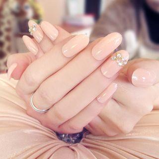 Rhinestone Faux Nail Tips C51 - Pink - One Size