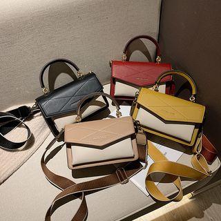 Tow-tone Faux Leather Crossbody Bag