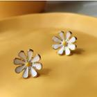 Flower Ear Stud 1 Pair - White - One Size