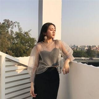 Plain Mesh Blouse