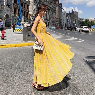 Spaghetti Strap Printed Maxi A-line Sundress