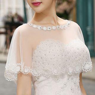 Floral Lace Trim Wedding Capelet