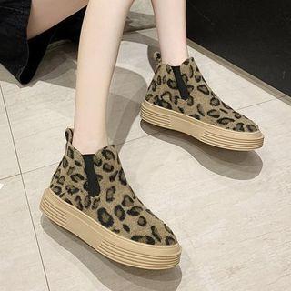 Platform Leopard Print Ankle Boots