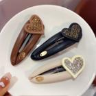 Heart Rhinestone Faux Leather Hair Clip