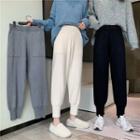 High-waist Straight-cut Knit Jogger Pants