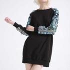 Long-sleeve Applique Mini Shift Dress