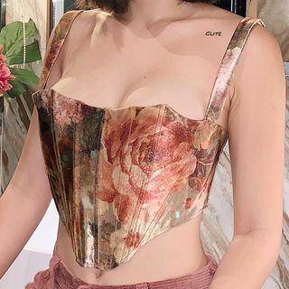 Floral Print Cropped Corset Top