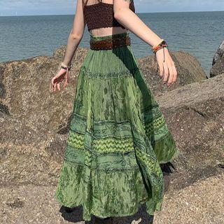 Print Tie-waist Maxi Skirt