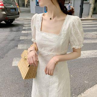 Embroider Rose Plain Dress