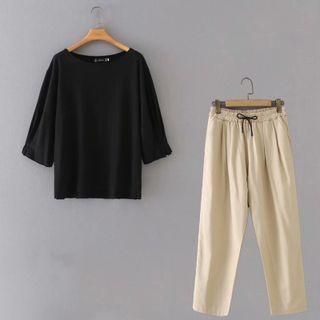 Set: 3/4-sleeve T-shirt + Straight-leg Pants