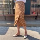 Polka-dot Linen Midi Skirt