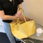 Plain Faux Leather Tote Bag Yellow - One Size