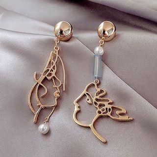 Geometric Faux Pearl Drop Earring 1 Pair - As Shown In Figure - One Size