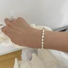 Bead Bracelet 1pc - A - White & Gold - One Size