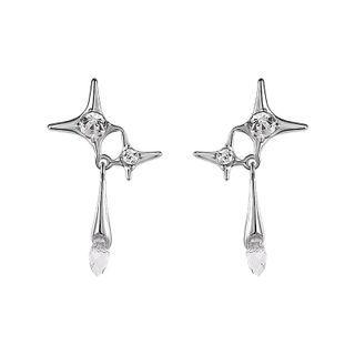 Star Rhinestone Alloy Dangle Earring 1 Pair - Dangle Earring - Star - Silver Pin - Silver - One Size