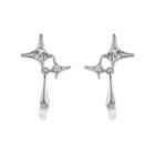 Star Rhinestone Alloy Dangle Earring 1 Pair - Dangle Earring - Star - Silver Pin - Silver - One Size