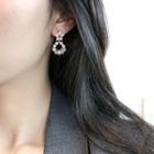 Rhinestone Star Faux Pearl Hoop Dangle Earring 925 Sterling Silver - 1 Pair - As Shown In Figure - One Size