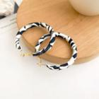 Zebra Print Alloy Open Hoop Earring 1 Pair - Black & White - One Size