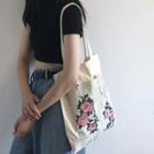 Floral Print Canvas Shopper Bag Off-white - One Size
