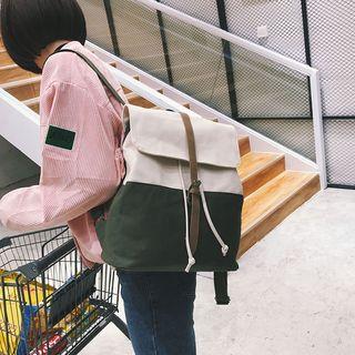 Belted Two Tone Canvas Backpack