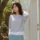 Stripe Linen-blend T-shirt