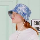 [r:lol] Tie-dye Denim Bucket Hat With Strap Light Blue - One Size