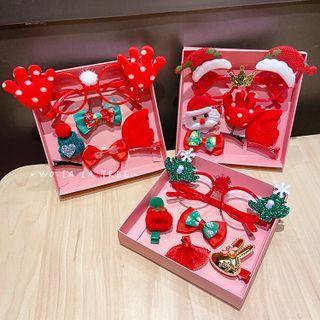 Set Of 5: Christmas Party Eyeglasses + Hair Tie + Hair Tie (various Designs)