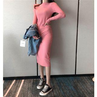 Denim Jacket / Long-sleeve Midi Sheath Dress