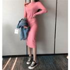 Denim Jacket / Long-sleeve Midi Sheath Dress