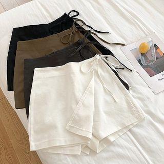 Asymmetric Plain Lace-up Shorts