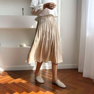 A-line Midi Skirt Champagne - One Size