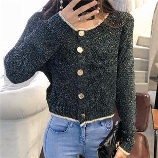 Glitter Band Collar Cardigan