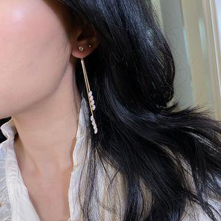 Rhinestone Alloy Fringed Earring 1 Pair - Rhinestone Alloy Fringed Earring - Gold - One Size
