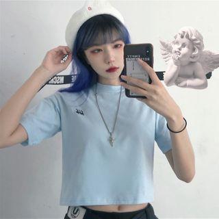 Short Sleeve Lettering Cropped T-shirt