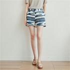 Linen Blend Patterned Shorts