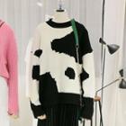 Cow Patterned Sweater Cow Patterned - Black & White - One Size