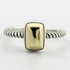 925 Sterling Silver Rectangle Open Ring S925 - Rectangle - Gold - One Size