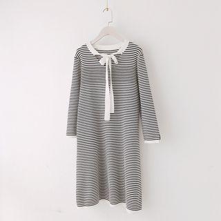 Bow Stripe 3/4-sleeve Dress