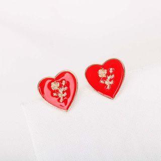 Glaze Heart Earring 925 Sterling Silver - As Shown In Figure - One Size