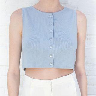 Sleeveless Button-up Cropped Knit Top