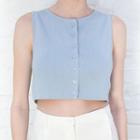 Sleeveless Button-up Cropped Knit Top