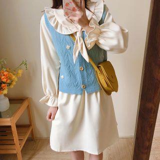 Floral Sweater Vest / Long-sleeve Dress