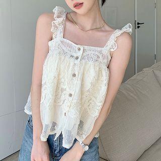 Open-back Lace Camisole Top White - One Size